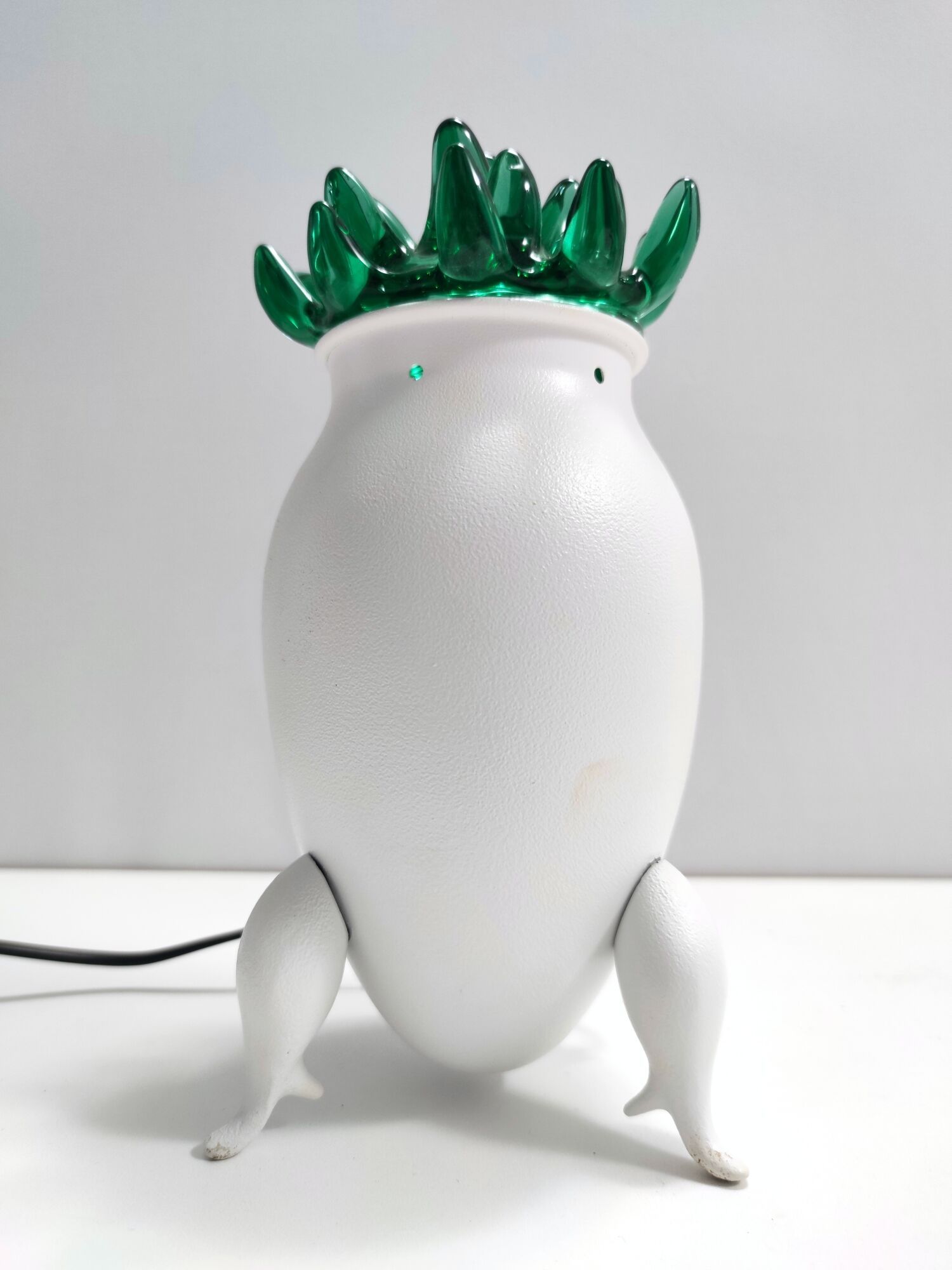 Postmodern Green Murano Glass and White Aluminum Table Lamp, Italy