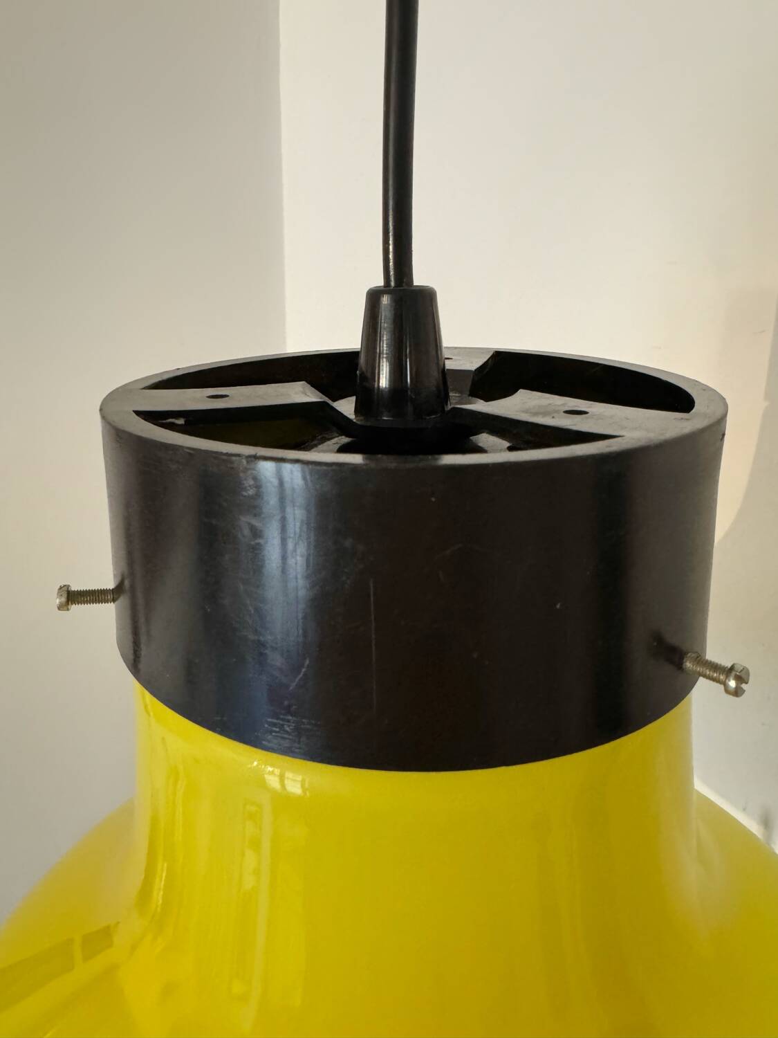 Yellow opaline pendant light from the 60s