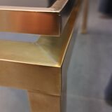 Table basse Guy Lefevre en laiton et verre