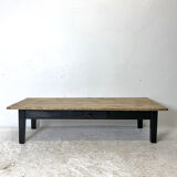 Antique blackened wood coffee table and varnished top
