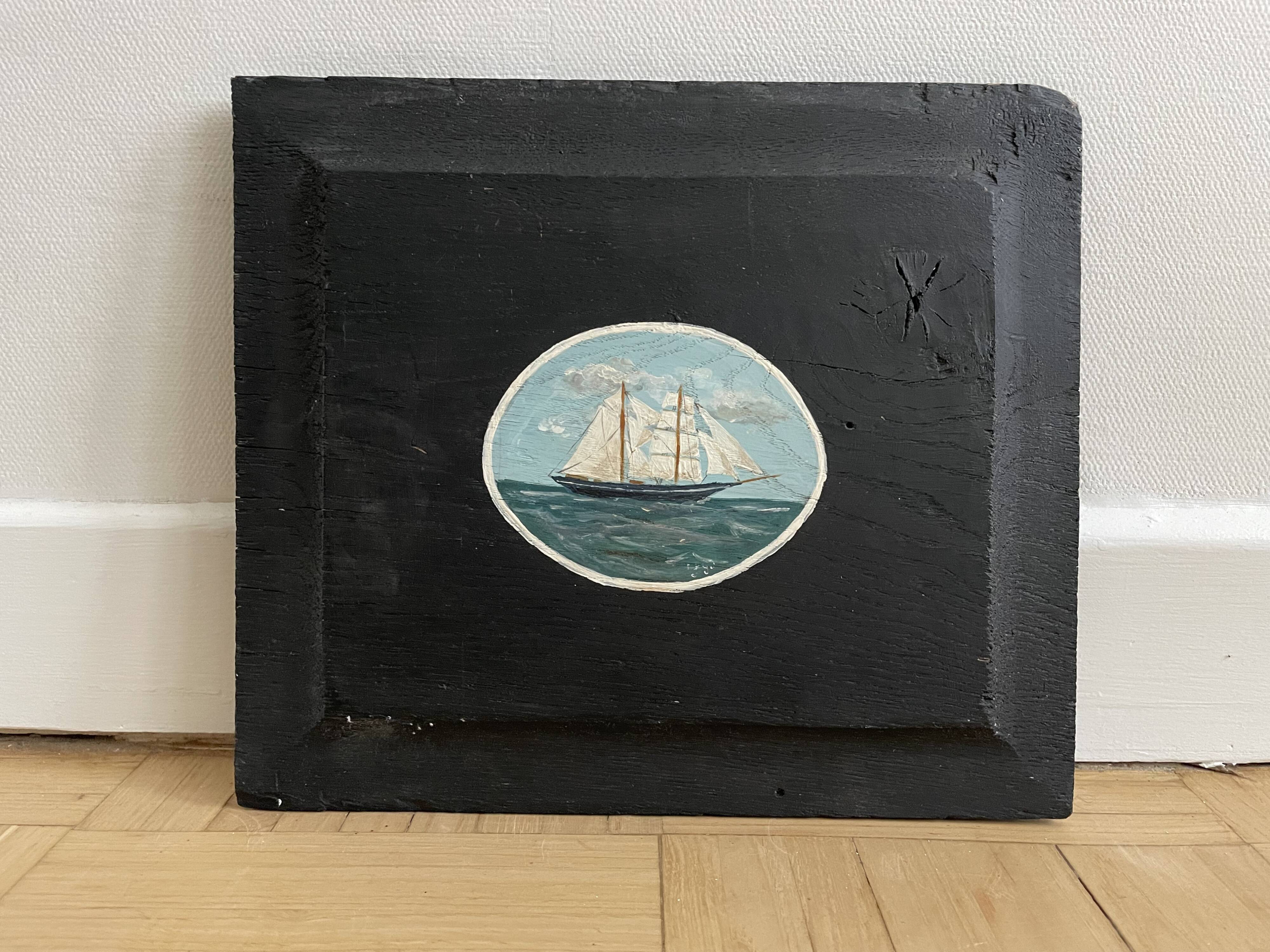 Maritime landscape, oil on thick wooden panel