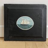 Maritime landscape, oil on thick wooden panel