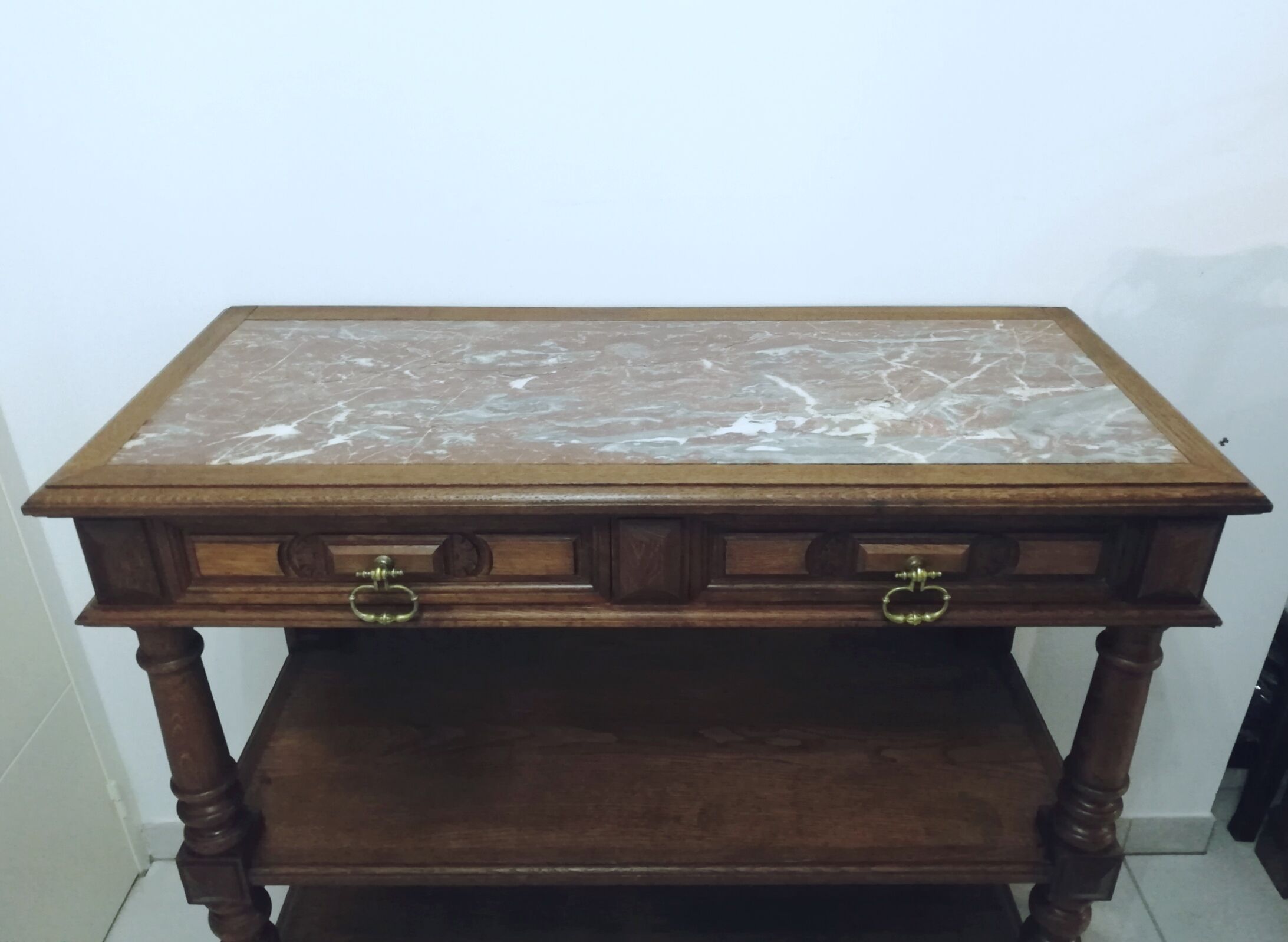 Console with oak drawers in the style of Henri II