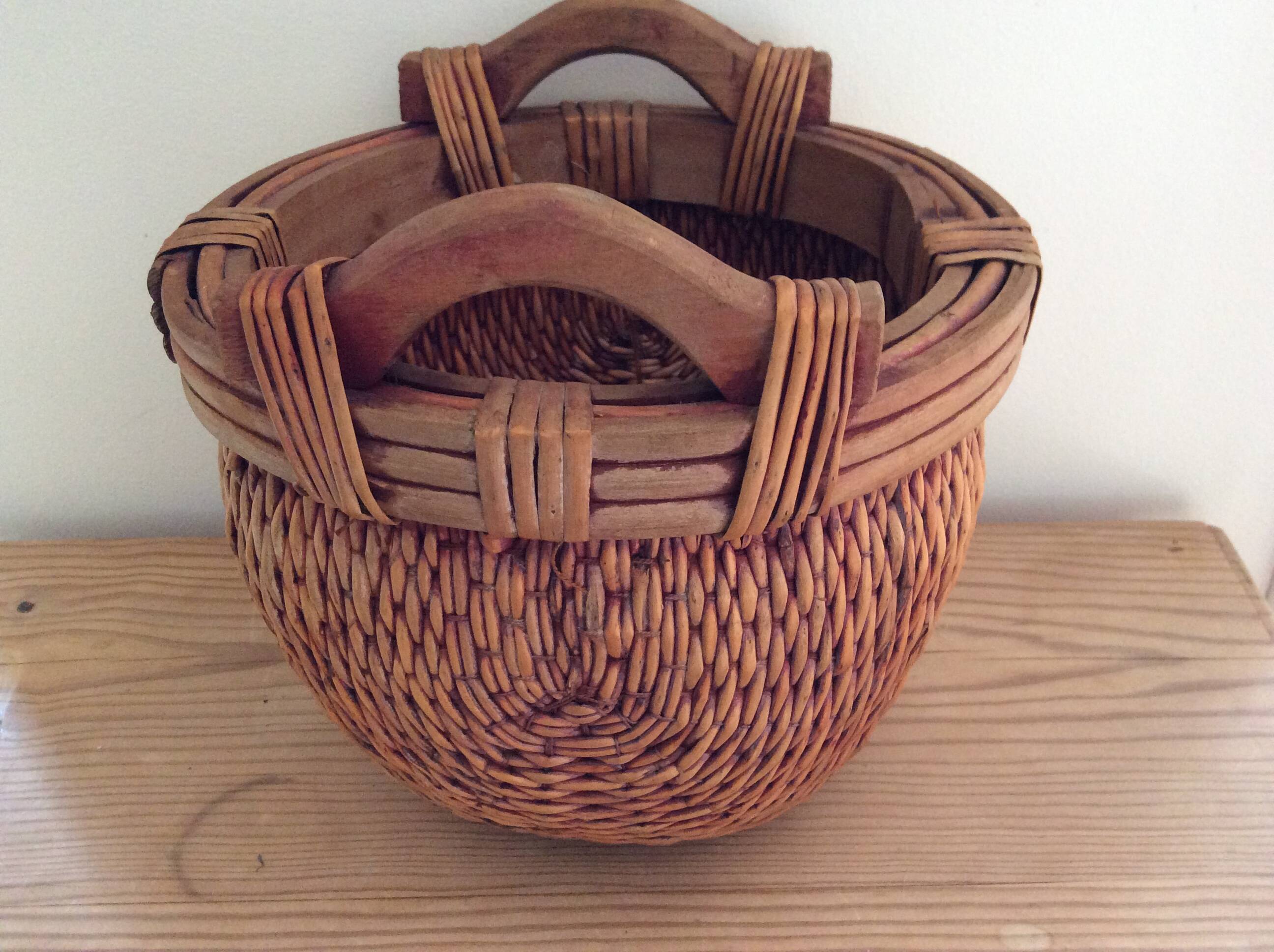 Wooden and wicker basket