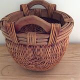 Wooden and wicker basket