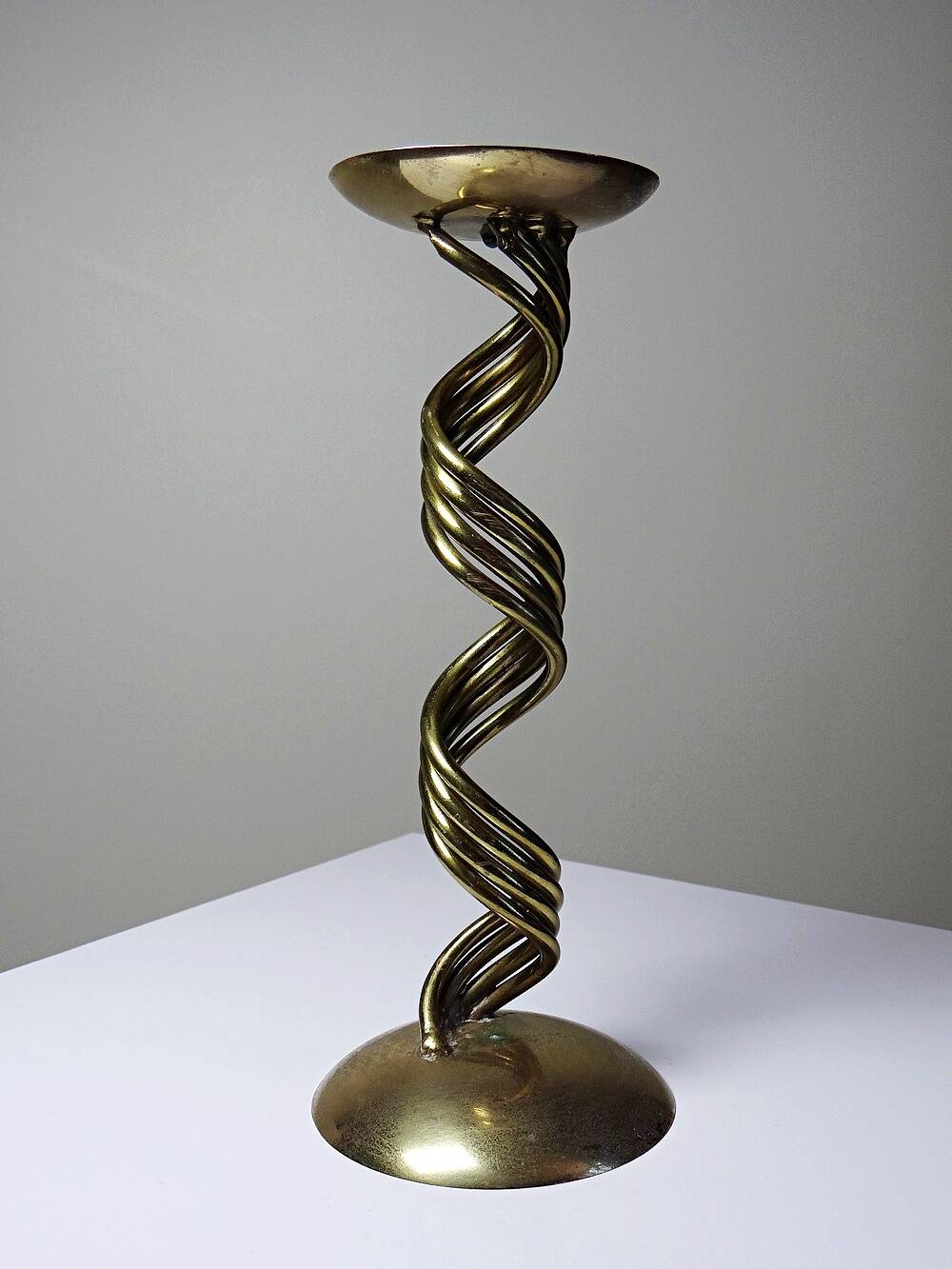 Twisted brass candlestick "Barley Twist" Mid-Century modern, 1950-1970