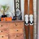 Vintage wooden water ski pair