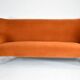 Three-seater velvet sofa, Germany 1960s, rusted, restored.