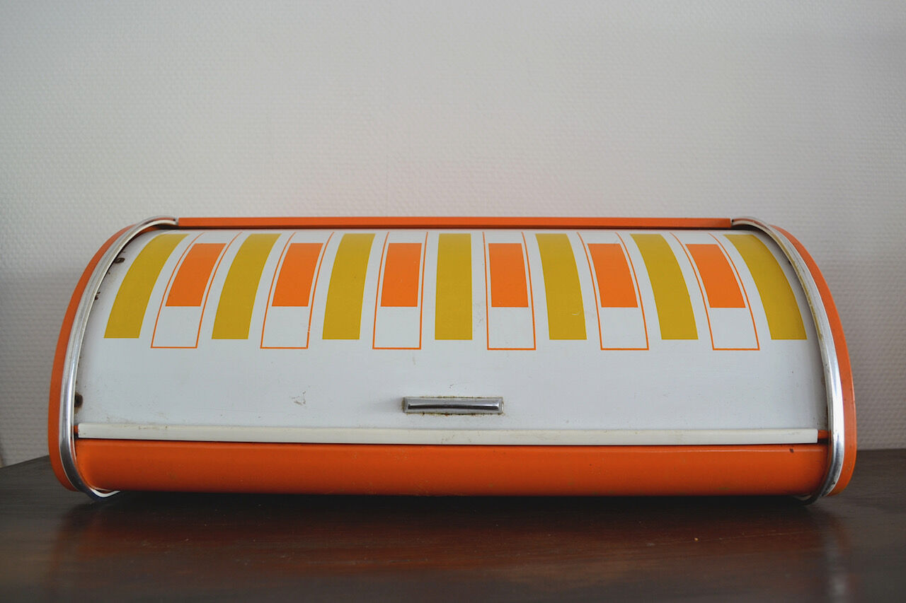 Orange bread hutch vintage 70s