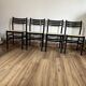 Ensemble de 4 chaises noires italiennes 1970s