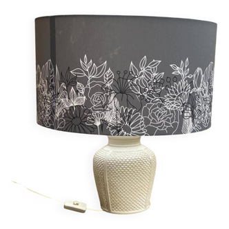 Lampe italienne en céramique blanche dit bambou effet croco