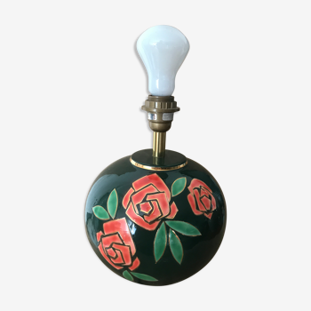 Pied de lampe vert foncé art deco Louis Drimmer