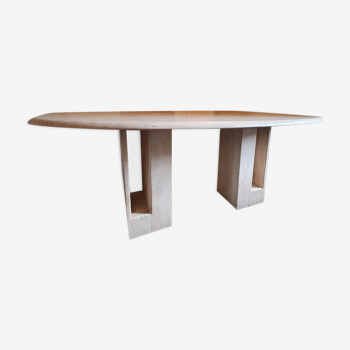 Oval travertine dining table
