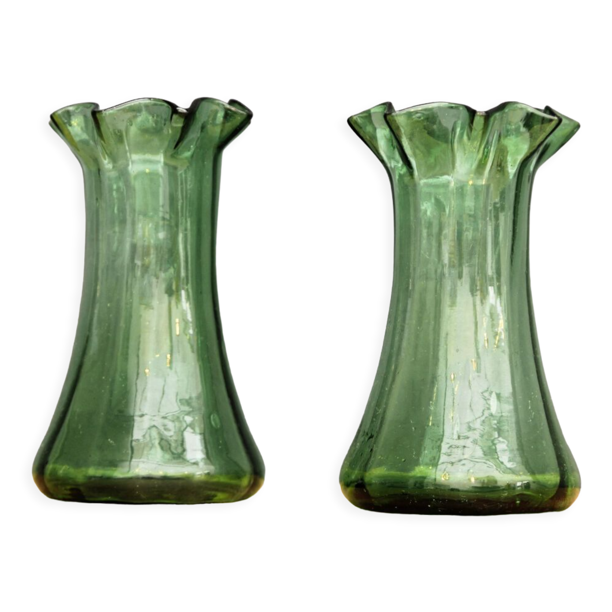 Pair of vases with collars, blown glass