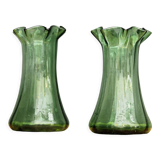 Pair of vases with collars, blown glass