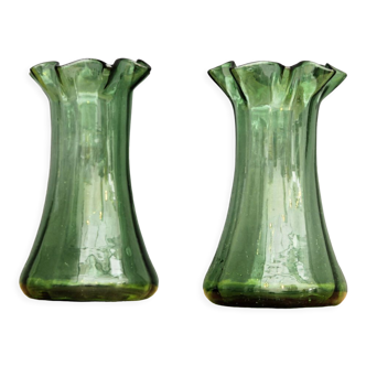 Pair of vases with collars, blown glass