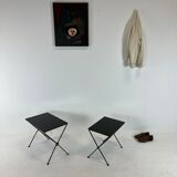 Pull-out tables in metal and glass