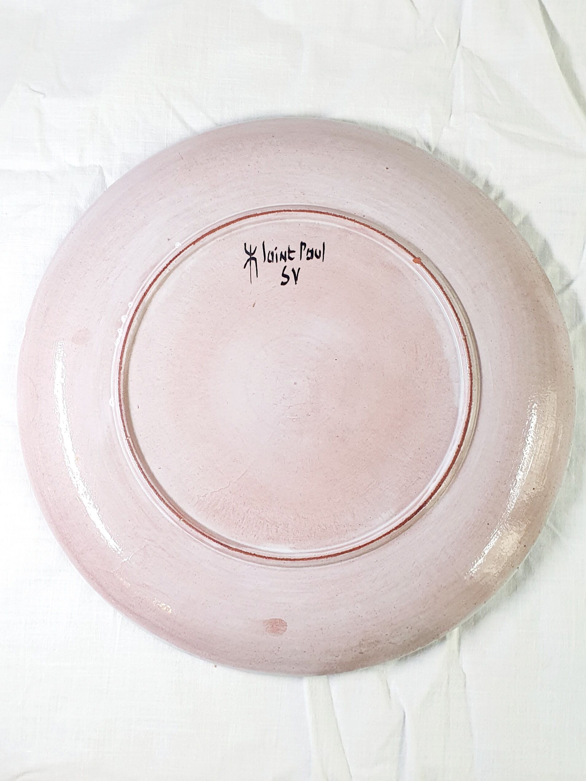 Painted ceramic plate Sant Vicens signed Pierre Saint-Paul