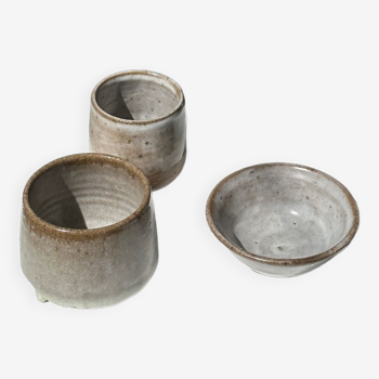 Meeting of three ceramic pieces: ice cup, small cup and small cup