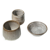 Meeting of three ceramic pieces: ice cup, small cup and small cup