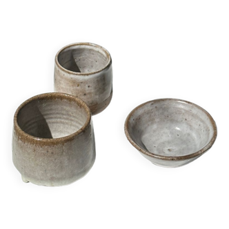 Meeting of three ceramic pieces: ice cup, small cup and small cup