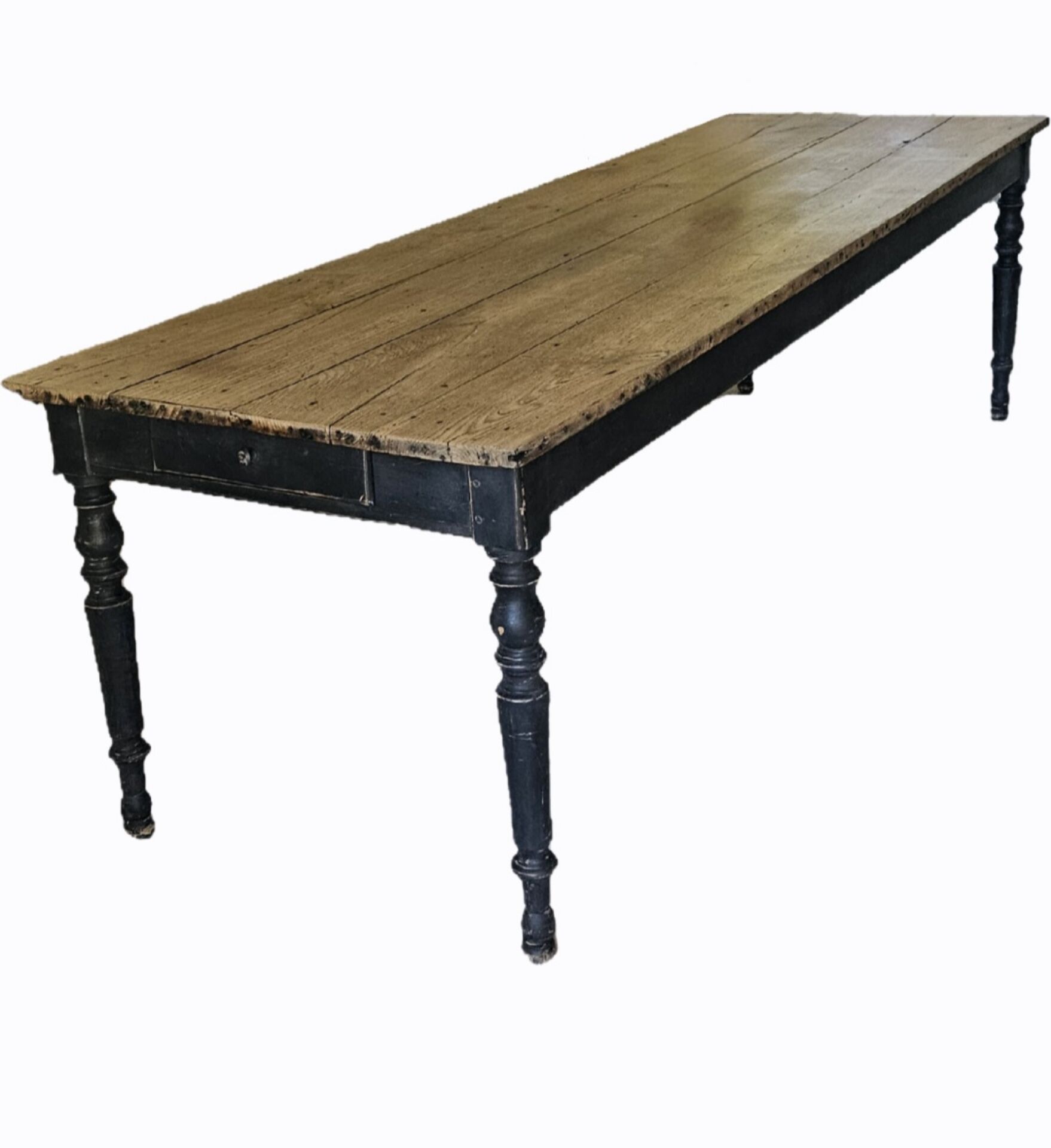 Table de ferme chêne massif 250cm d’office vintage 10-12 personnes