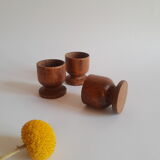 Set of 3 vintage wooden egg cups