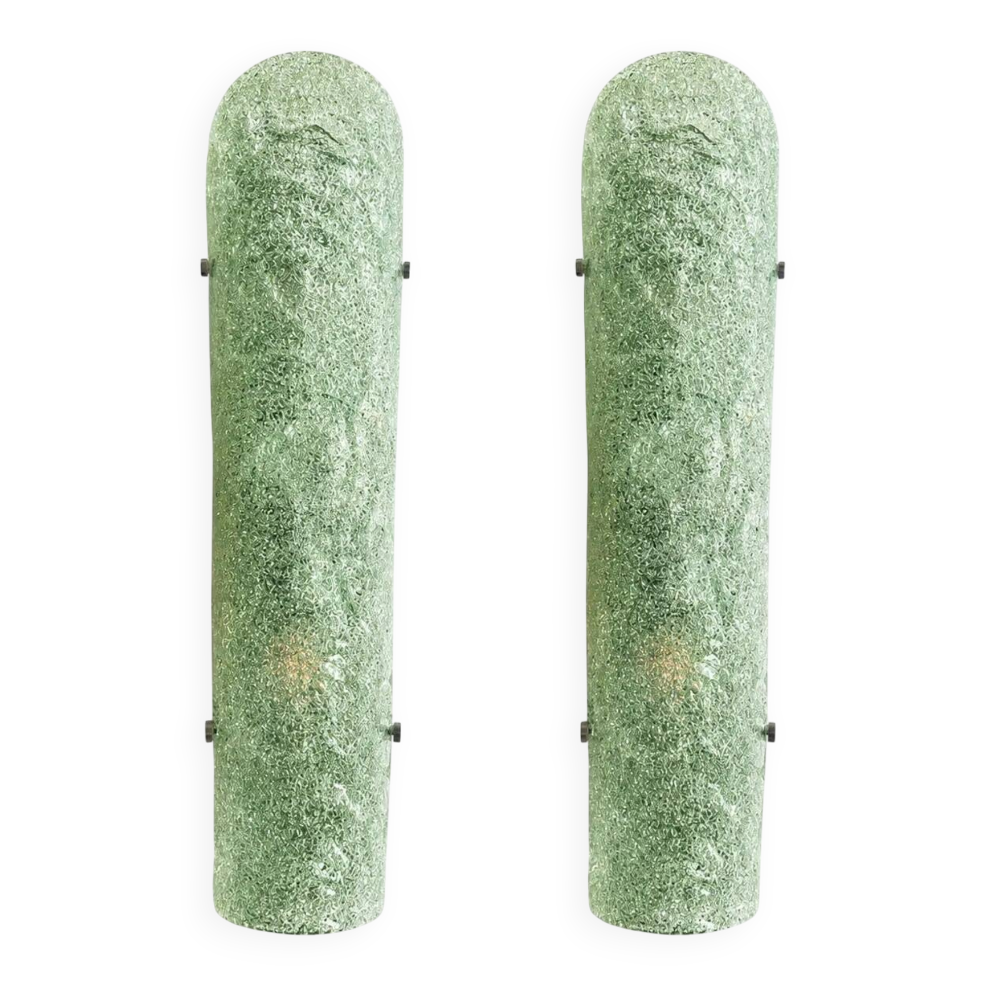 Contemporary Hammered Green "Graniglia" Murano Glass Wall Sconces Set of Tw