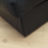 Black leather pouffe/armchair, Italian design, 1960s, production: Italy