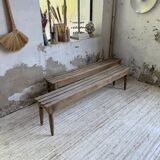 Pair of 1950 benches with oak and beech slats
