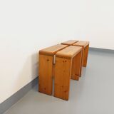 Pair of vintage Charlotte Perriand Les Arcs stools in pine from the 60s 70s