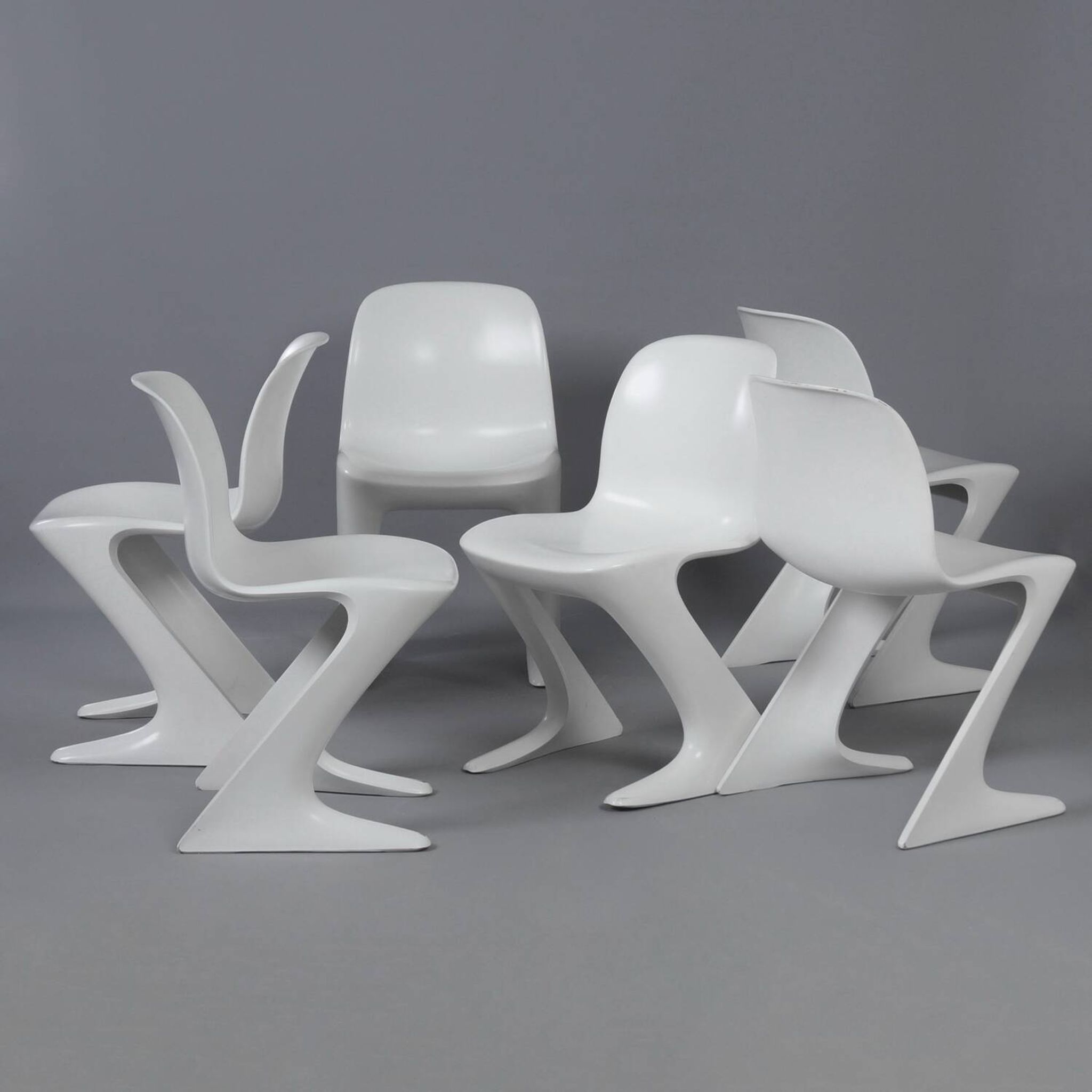 White Kangaroo Chairs by Ernst Moeckl for Horn, 1960s | Set of 6