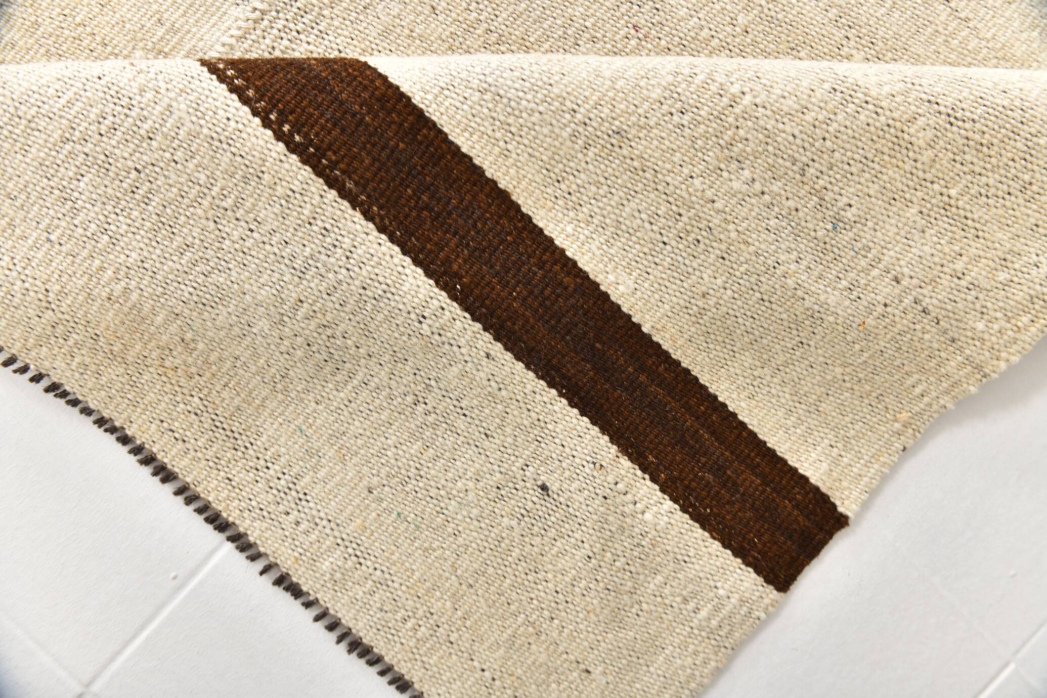 9x11 Beige & Light Brown Handwoven Kilim Rug For Living Room, 262x338 Cm