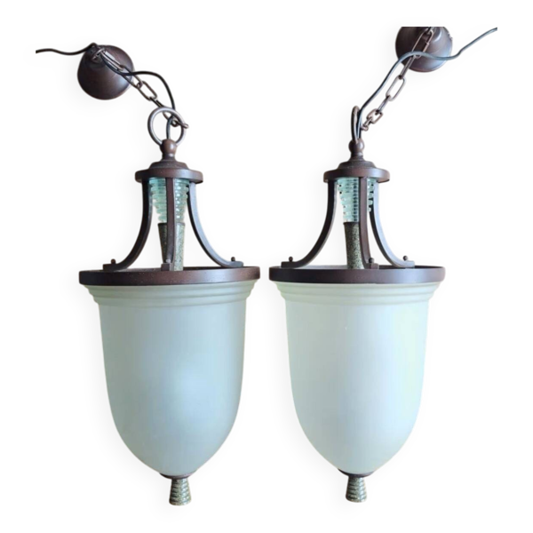 Deux lustres Art Déco des années 1940