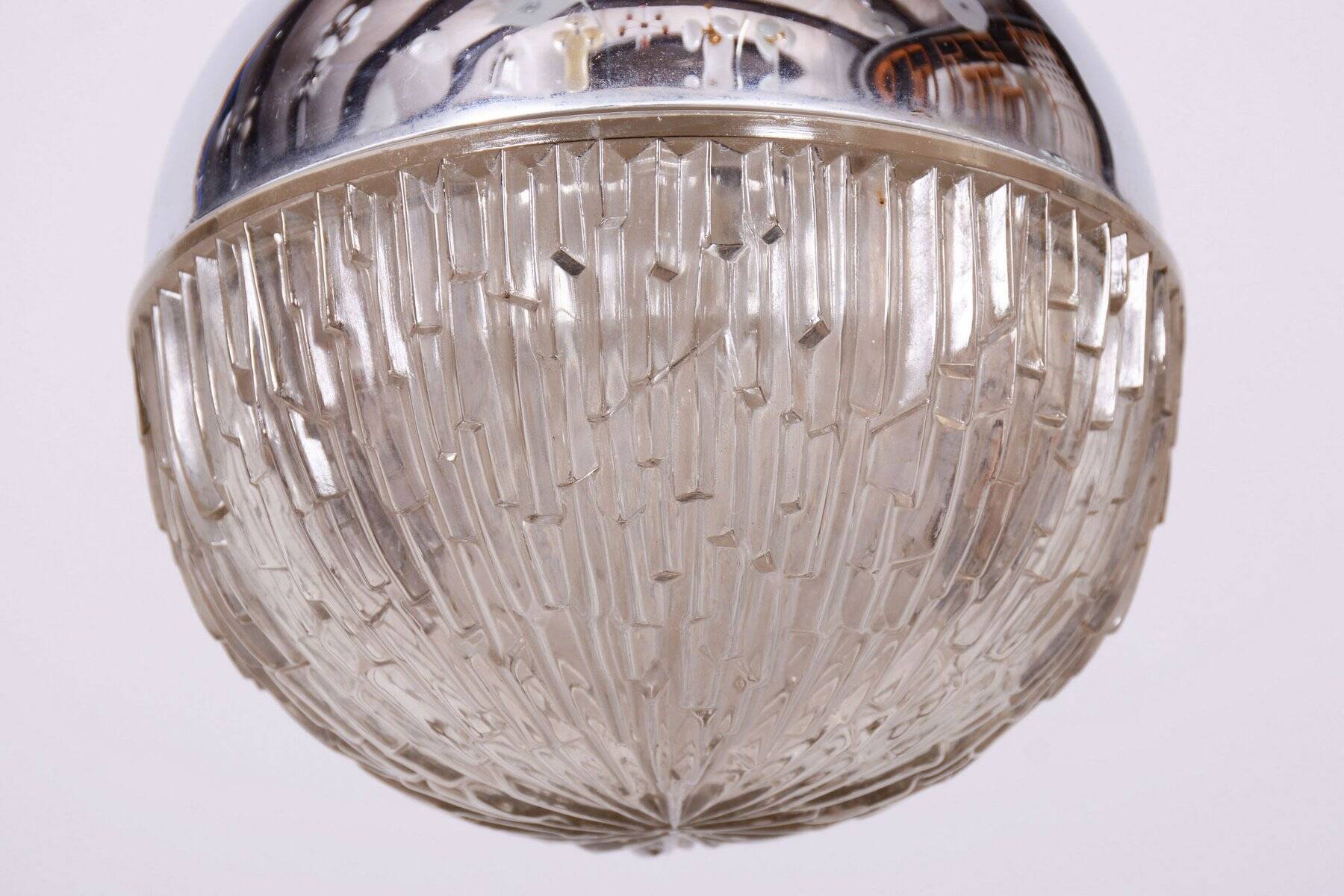Mid-Century Chandelier in Chrome, Steel and Glass, Rewired, Italy, 1960s