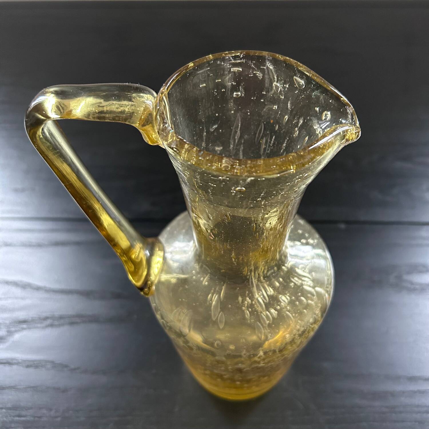 Bubbled glass style amber carafe