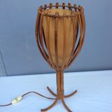 Lampe en rotin par Louis Sognot, années 60