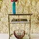 Glass and brass side table with magazine rack, circa 1970's