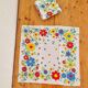 Lot de 8 serviettes de table à fleurs vintage
