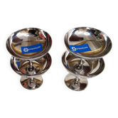 Set of 4 vintage ice cream or sorbet cups on foot in 18/10 stainless steel