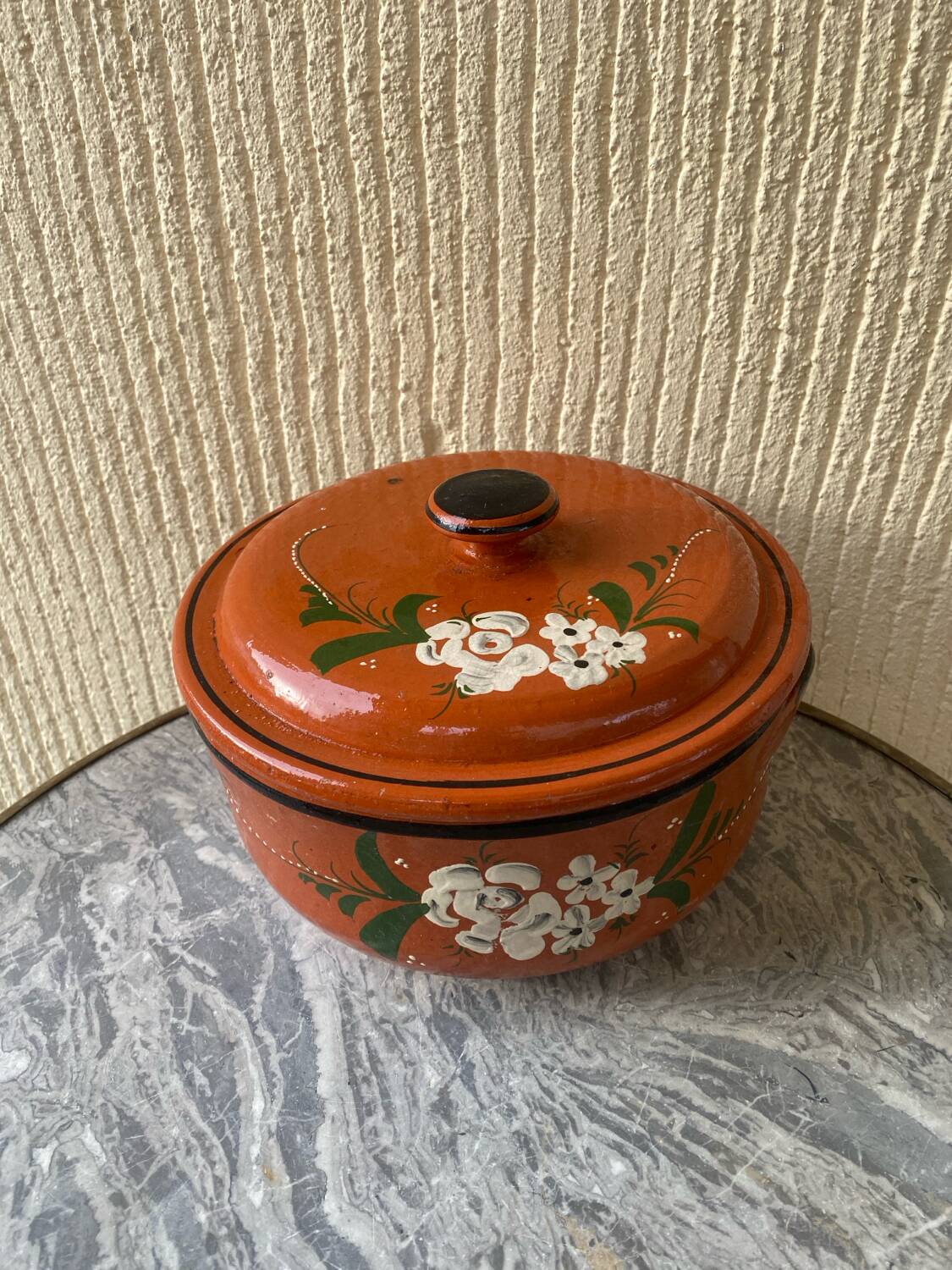 Traditional hand-painted terracotta pot
