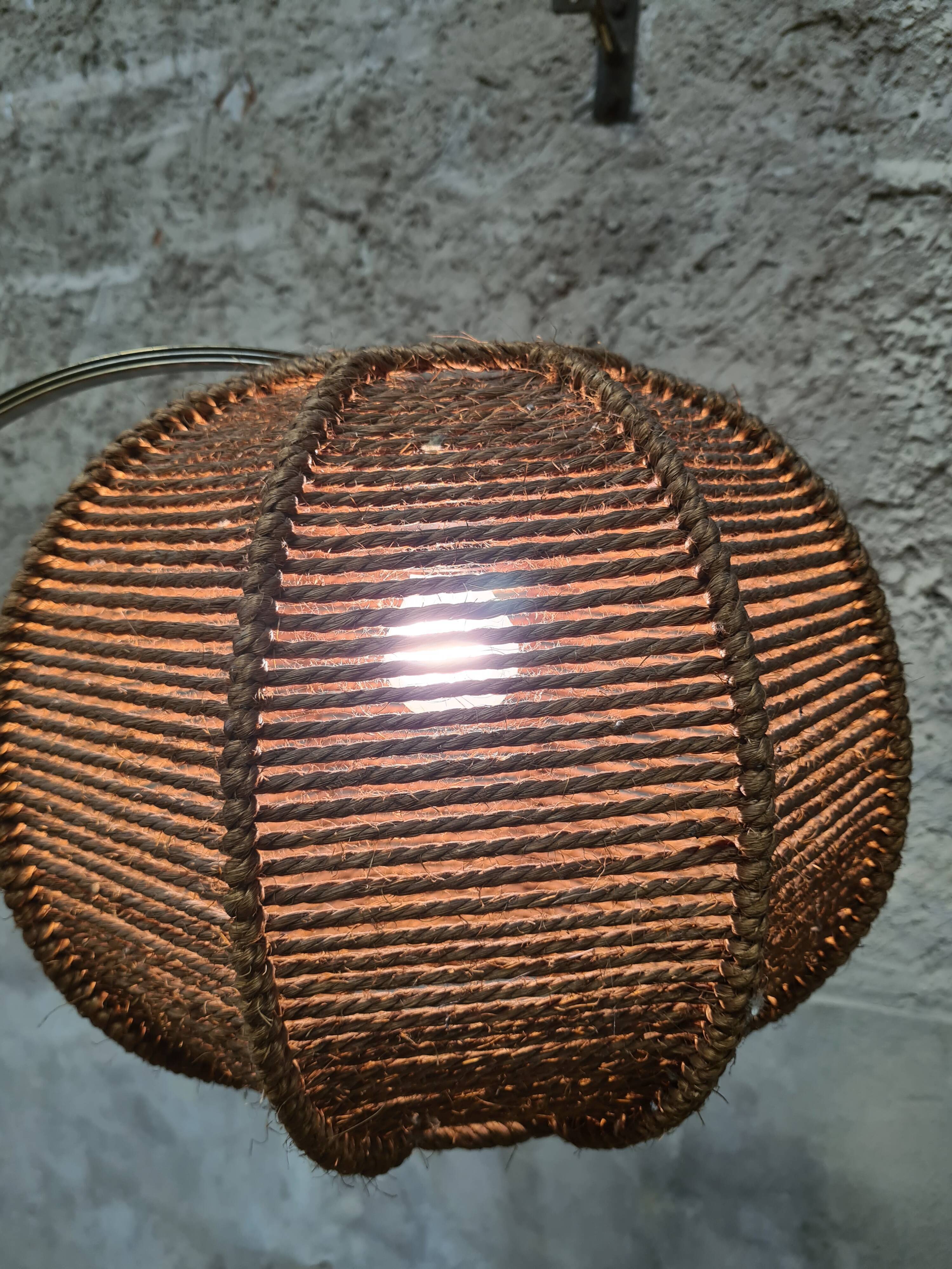 Lampe cordage vintage, années 60