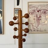 Pine coat rack with 10 hooks, 1970s.