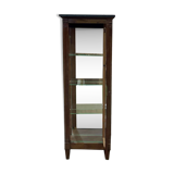 19th century cherry wood display case with black marble top