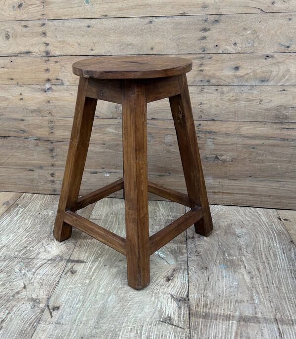 Tabouret d'atelier en teck massif