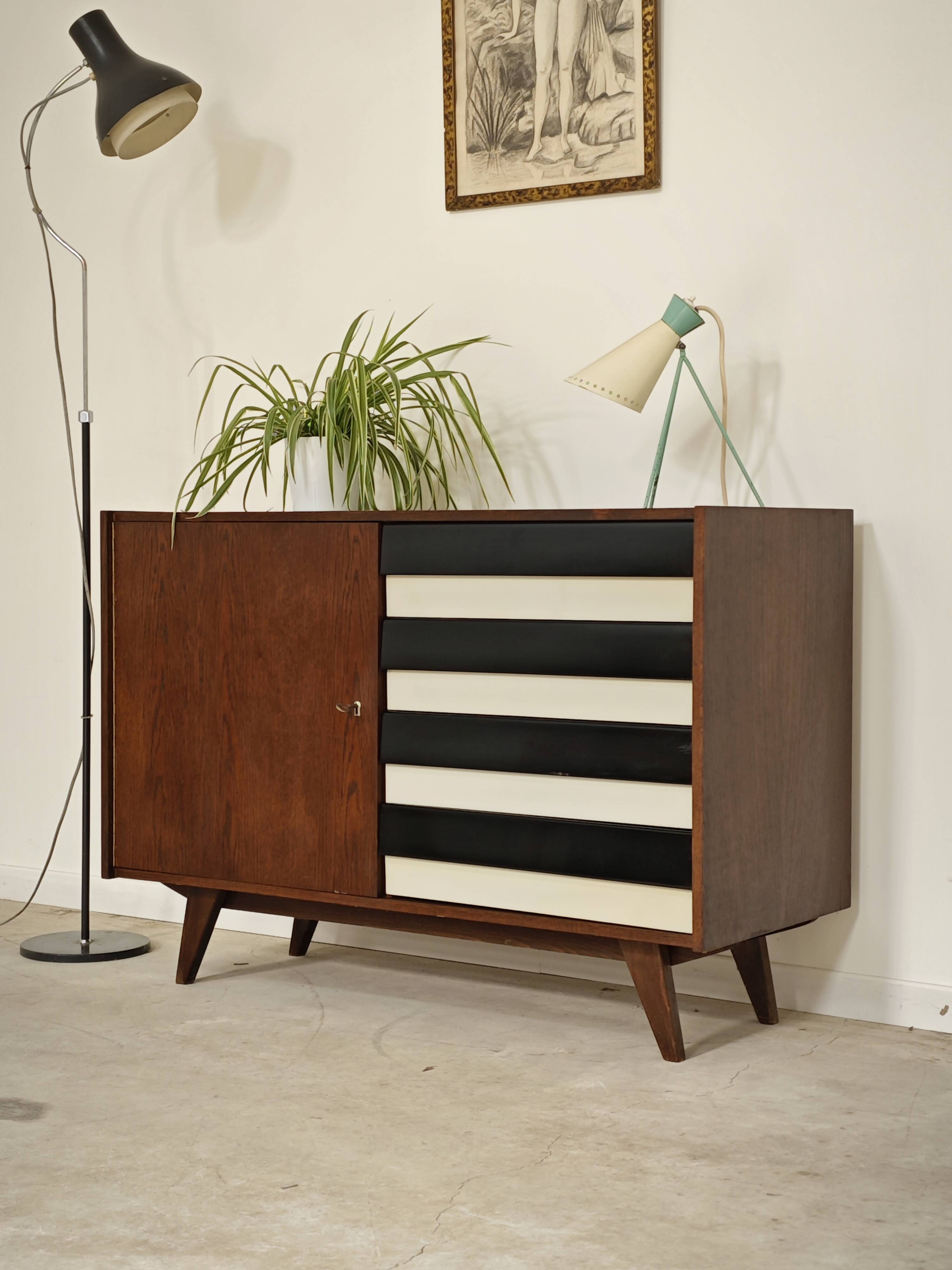 U 458 black and white sideboard by Jiri Jiroutek for Interier Praha, 1960