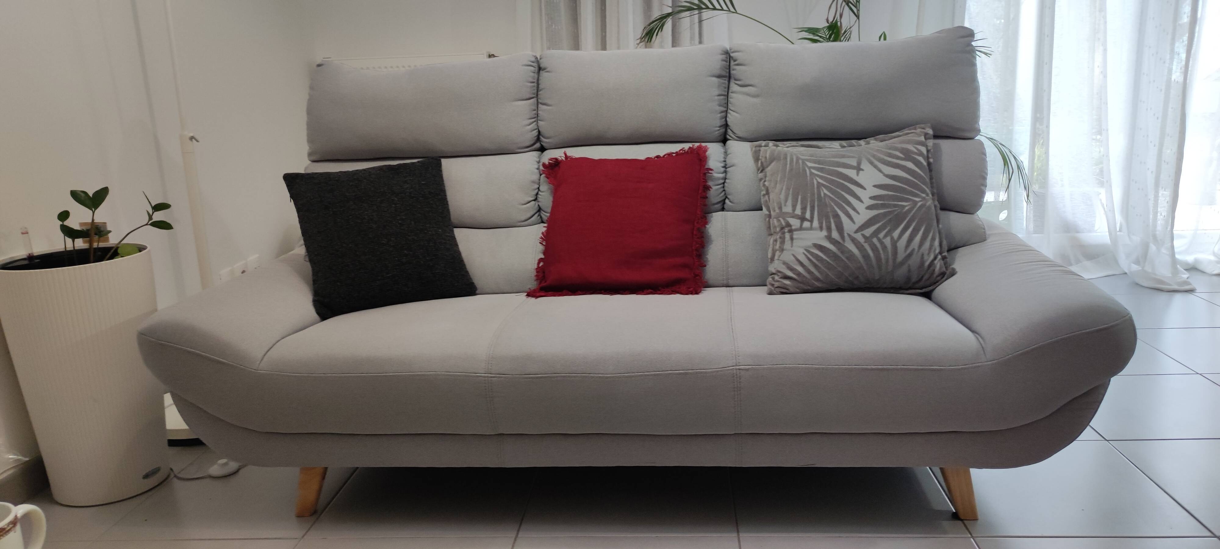 Canapé 3 places gris - Miliboo