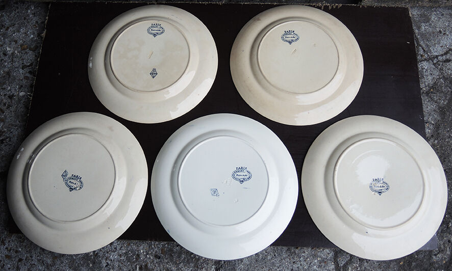 5 plates land of fire plates - signed Vermont Freres Paris