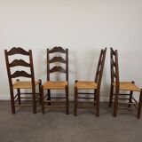 Straw brutalist chairs, set of 4