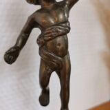 Pair of antique candlesticks in bronze and brass